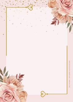 a pink and gold frame with flowers on it