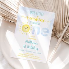 Sunshine Clouds Blue Boy First Birthday Editable Blank Baby Birthday Idea, Sunshine Birthday Cakes, Sunshine First Birthday, Here Comes The Son, Sunshine Party, Sunshine Baby Shower, Sun Birthday, Birthday Party Boy, Sunshine Baby Showers