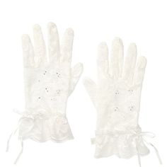 Delicate Floral Lace Gloves Featuring Allover Sequins, Finished With Scalloped Ruffle Cuffs And Tie Details At The Wrist. Allover Sequined Lace Scalloped Edges At Cuffs One Size Silver Gloves, Beige Gloves, White Lace Gloves, Black Lace Gloves, Pink Convertible, Brown Gloves, Short Gloves, Soft Gloves, Pink Gloves