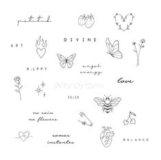 some different tattoos on a white background