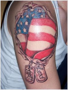 an american flag tattoo on the arm