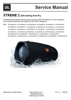 an instruction manual for the jbl xtreme 2 bluetooth speaker system,