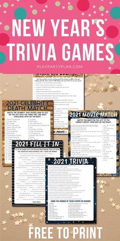 the new year's trivia games are available for free to print and use