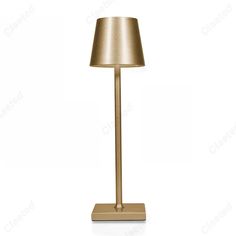 a gold lamp on a white background