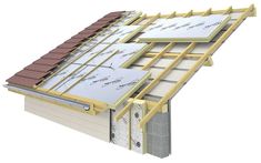 an image of a house being built with roofing materials on the top and bottom