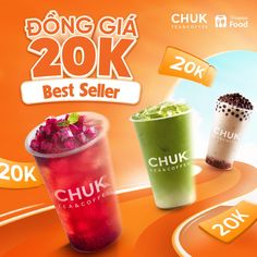 an advertisement for the best seller in china, with three different drinks and one drink