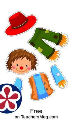 an image of children's stickers with hats and clothing on them for free