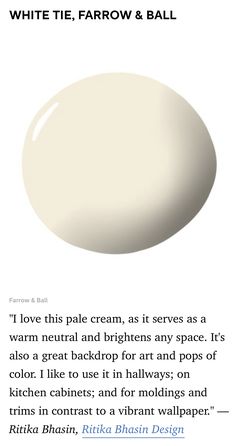 a white egg with the words white, farrow and ball in it's center