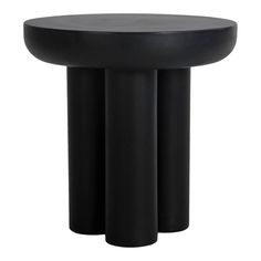 Rocca Side Table in sleek black finish with gold accents Elemental Design, Floor Wax, Loom Machine, Jet Black Color, Accent Side Table, Large Candle Holders, Black Side Table, Covered Decks, Outdoor Bar Stools