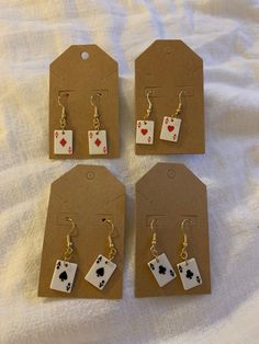 Playing Cards Earrings and Necklaces. Discount when sold in set. Earring Necklace, Favorite Jewelry, Jewelry Earrings Dangle, Necklace Etsy, Etsy Accessories, Dangle Drop Earrings, Playing Cards, Accessory Gift, Handmade Items