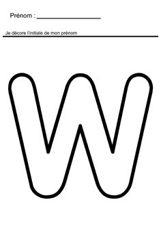 the letter w coloring page is shown with black and white lines on it, which are outlined