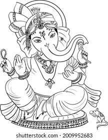 Indian Hinduism god lord Ganesha Vector black and white clip art illustration. Indian god Ganpati black and white line drawing wedding clip art and symbol. Ganpati Black And White, Line Drawing Wedding, Ganesha Vector, Black And White Clip Art, Illustration Indian, Wedding Clip Art, Wedding Symbols, Ganesha Drawing, Pencil Drawing Images