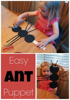 Easy Ant Puppet & Snack {Bug Week} Ant Puppet, Bug Activities, Bug Crafts, Daycare Crafts