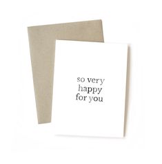 two greeting cards with the words so very happy for you on them, both in black and white