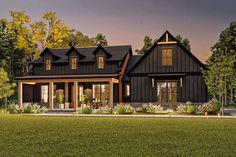 this is an artist's rendering of the modern farmhouse style house plans for sale