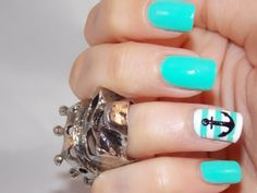 China Glaze - Too Yacht To Handle Love this shade and the adorable anchor accent! Anchor Nails, Nautical Nails, Cruise Nails, Kids Nails, Bright Summer Nails, Colorful Nail Designs, Nautical Style, I Love Nails, Beach Nails