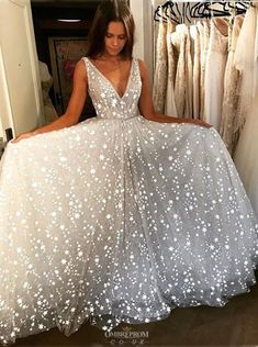 SP1027,Sparkle White Sequin Prom Dresses,V-Neck A line Evening Dresses · SofieProm · Online Store Powered by Storenvy White Prom Dress Long, White Dress Formal, Sparkly Prom Dresses, Floor Length Prom Dresses, Prom Dresses Online, Tulle Prom Dress, Long Wedding Dresses, Cheap Prom Dresses, Party Dress Long