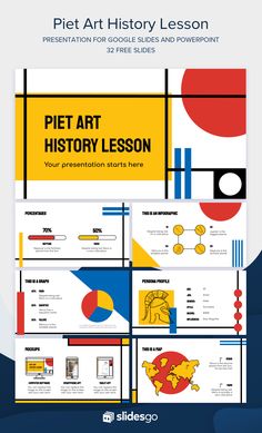 the powerpoint presentation is shown with an image of piet art history lesson on it