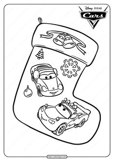 the disney cars christmas stocking coloring page