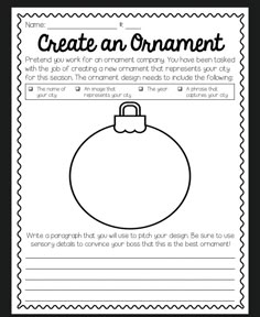 a christmas ornament worksheet with the words create an ornament