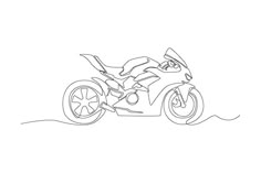 a drawing of a motorcycle is shown in black and white, with one line drawn