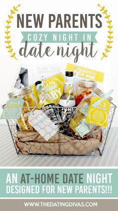 the new parents cozy night in date night gift basket is on sale for $ 10