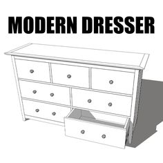 a drawing of a dresser with the words modern dresser on it's front side