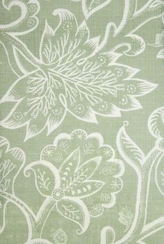 a green and white floral print fabric