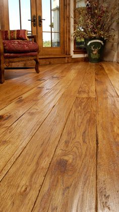 a large wooden floor in a living room