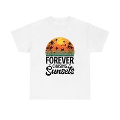 Forever Chasing Sunset Beach Summer Lover Heavy Cotton Tee T-Shirt | eBay Sunset Beach