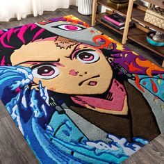 "Anime Area Rug, Japanese Animation Inspired Floor Mat, Fanatic Home Decor, Fun Gift for Anime Fans This area rug grounds your indoor or outdoor space in a geometric motif and modern style. Our Carpets consist of Non-Slip Cotton Base, Soft Shiny Microfiber Polyester Feathers on the Top. and it has a 0.35\"   medium pile height ideal for high-traffic areas like your patio, entryway, or living room. Best of all, it's stain-resistant to stand up to the occasional spill or splash. Get ready to turn heads with our pet-friendly and easy-to-care-for area rugs. *100% Polyester/friendly microfiber. Area rug for living room bedroom kitchen.This bohemian abstract rug is safe to pet and children,there isn't any bad smells on this runners floor carpets. *Since our rugs use digital printing technology a Anime Decor Ideas, Diy Manga, Anime Room Decor, Tufting Design, Anime Home Decor, Anime Bedroom Ideas, Fun Rugs, Anime Rug, Modern Doormats