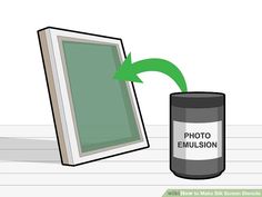 a photo emulsion can next to an open window with green arrow pointing up