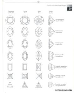 an instruction manual for how to draw diamond shapes and their corresponding sizes, with instructions on the