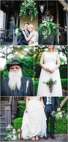 the bride and groom are posing for pictures