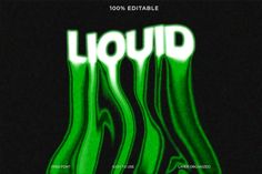 liquid font with green swirls on black background