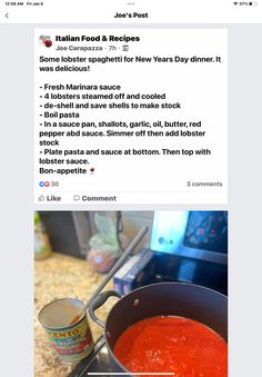 a facebook post with an image of a pot of food