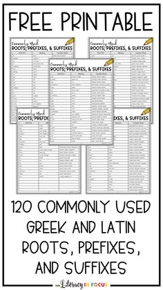 the free printable greek and latin roots worksheet