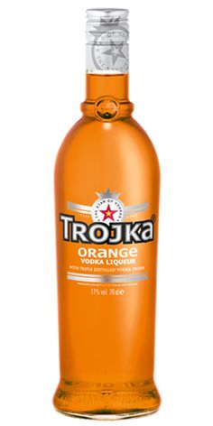 a bottle of trouka vodka on a white background