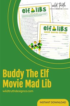 buddy the elf movie mad lib worksheet with instructions and printables