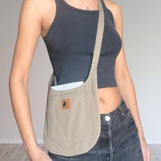 has 2 pockets  9inch x 8inch Carhartt Tote Bag, Reworked Carhartt, Cross Body Bag, Body Bag, Purses And Handbags, Cross Body, Tote Bags, Shoulder Bags, Brooklyn