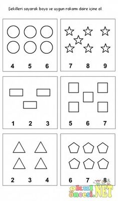 printable worksheet for children to learn shapes and numbers