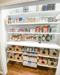 the pantry is stocked with all kinds of food