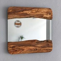 MirrorTraders.com This wall mirror is made from two pieces of carefully selected olive wood with live edge. Material: Olive Wood, Glass Mirror. - The wood of each mirror is unique! - This wall mirror can be turn as you want. Frame Mirror Wall, Garden Clocks, Lounge Mirrors, Wood Frame Mirror, Shabby Chic Mirror, Wood Framed Mirror, Vintage Mirrors, Frame Mirror, Wood Wall Mirror