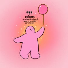 a pink teddy bear holding a balloon in the air