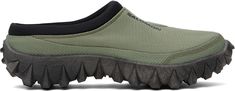 Water-repellent ripstop slippers in khaki. · Logo printed at vamp · Elasticized collar · Molded OrthoLite® insole · Fleece lining · infiniFOAM® foam rubber midsole · Treaded All Terrain Contagrip® sole Supplier color: Deep lichen green/Black Slip On Trainers, Green Logo, Slides Shoes, Slip On Sneakers, Slide Slipper, Womens Shoes Sneakers, Repellent, Water Repellent, Apparel Accessories