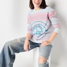 Embrace the charm of the winter season with this multi-color pullover sweatshirt for women and juniors featuring Hello Kitty skiing. Made from soft knit fabric, it has a regular-fit, a crew neck, and long sleeves. Wear it with jeans and boots. Character: Hello KittyClosure Type: Pullover HeadFit: Regular FitNeckline: Crew NeckSleeve Length: Long SleeveApparel Length: 28.5 InchesFiber Content: 50% Rayon, 30% Nylon, 20% PolyesterFabric Description: KnitCare: Dry Flat, Machine WashCountry of Origin Winter Hello Kitty Print Crew Neck Top, Hello Kitty Print Crew Neck Top For Winter, Cute Hello Kitty Print Sweatshirt For Winter, Trendy Hello Kitty Winter Sweatshirt, Trendy Hello Kitty Print Winter Sweatshirt, Winter Hello Kitty Print Pink Top, Winter Pink Tops With Hello Kitty Print, Winter Pink Hello Kitty Print Top, Winter Pink Hello Kitty Top