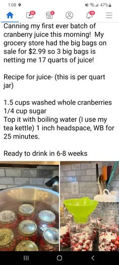 the recipe for making cranberry muffins is shown