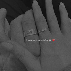 two people holding hands with rings on their fingers and the words i choose you for the rest of my life