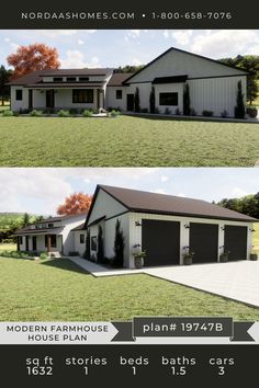 two pictures of the same house in different stages