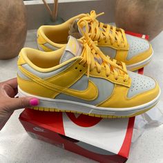 Like New Used Once Light Bone Citrn Pulse Sail Color Nike Dunk Low Light Bone, Dunk Low Light Bone, Shoes Nike Dunks, Dunk Shoes, Birthday Inspo, Shoe Closet, Slides Shoes, Nike Dunk Low, Dunk Low